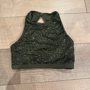 WEISSMAN LARGE CHILD GREEN SEQUIN SPORTS BRA TOP DANCE COSTUME STYLE 11525